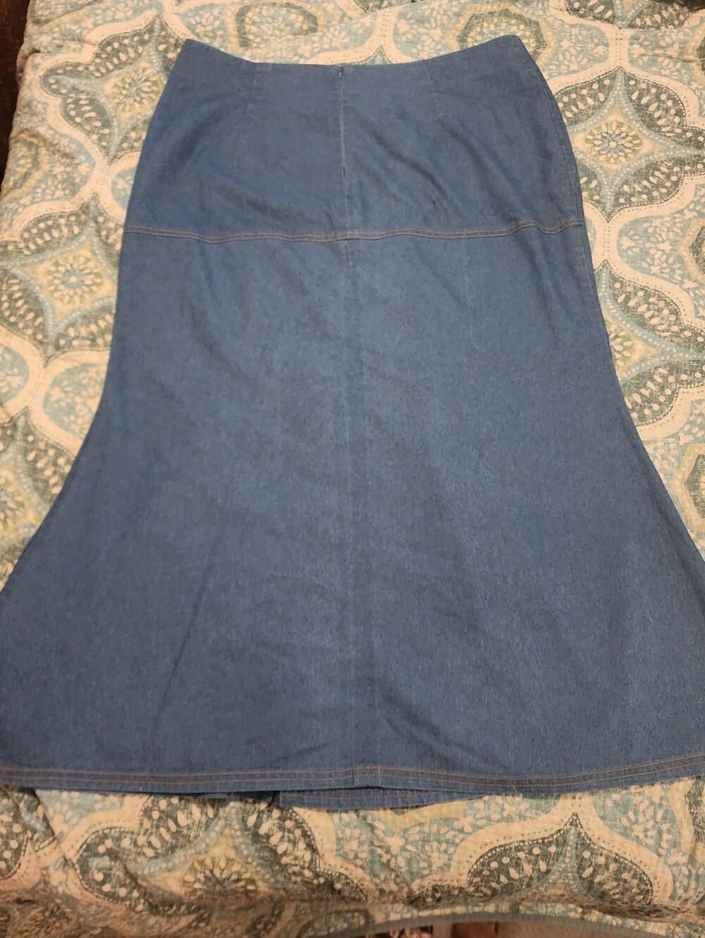Festival Mermaid Folk Boho Maxi Skirt with Studded Insert- Blue - Picture 4 of 10